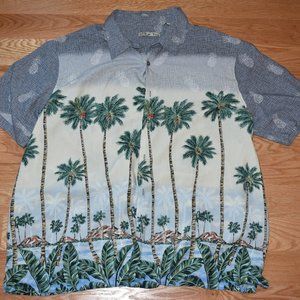 BATIK BAY Men's 2XL Short Sleeve Palm Tree Hawaiian Aloha Shirt